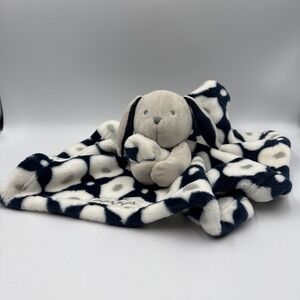 Blankets & Beyond Blue White Gray Bunny Rabbit Baby Lovey Security Blanket
